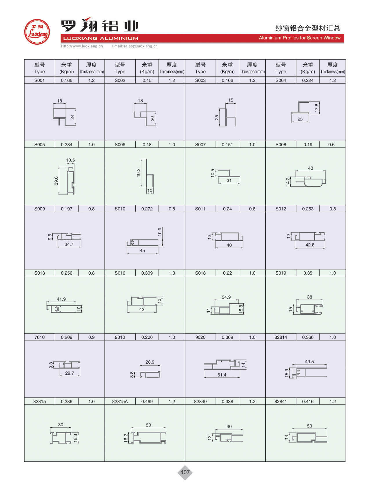 紗窗鋁合金型材匯總