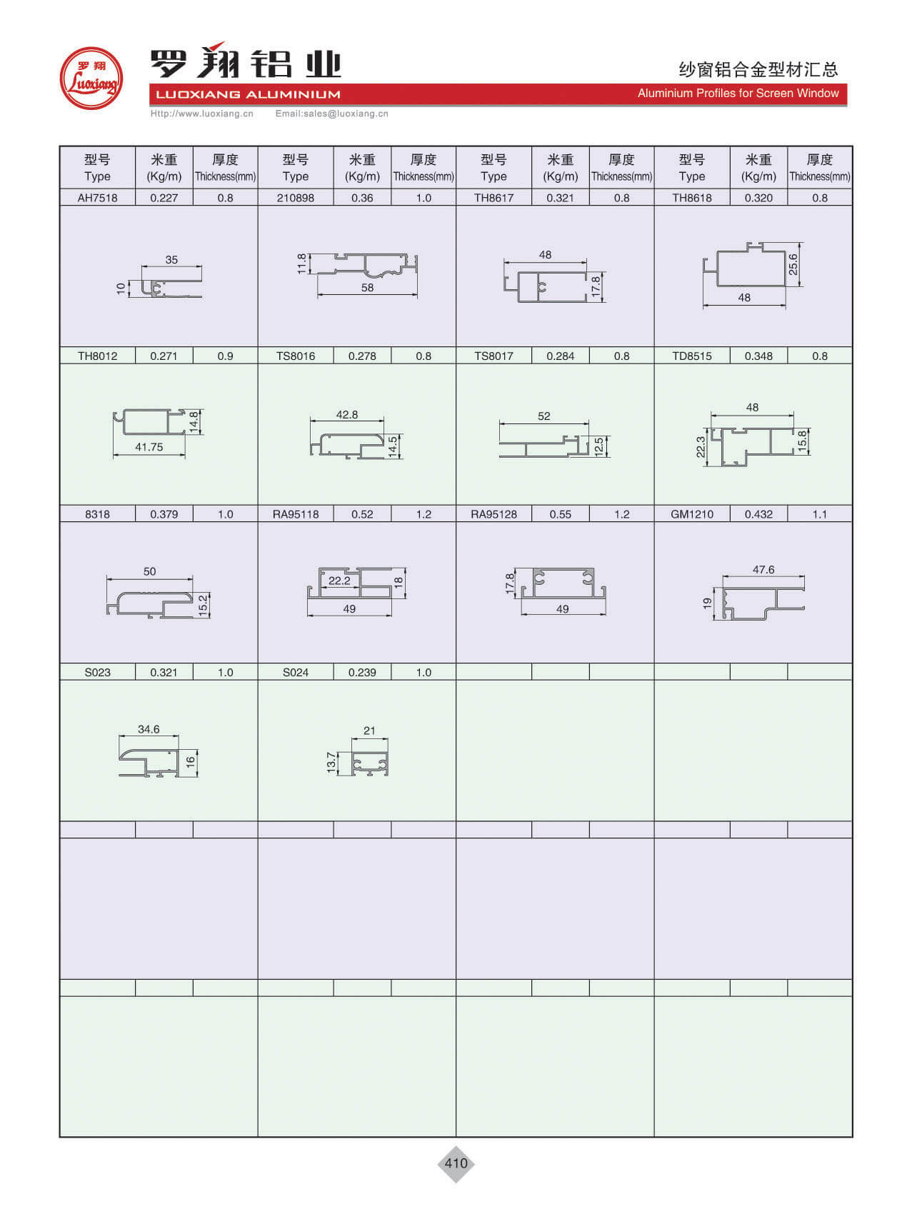 紗窗鋁合金型材匯總